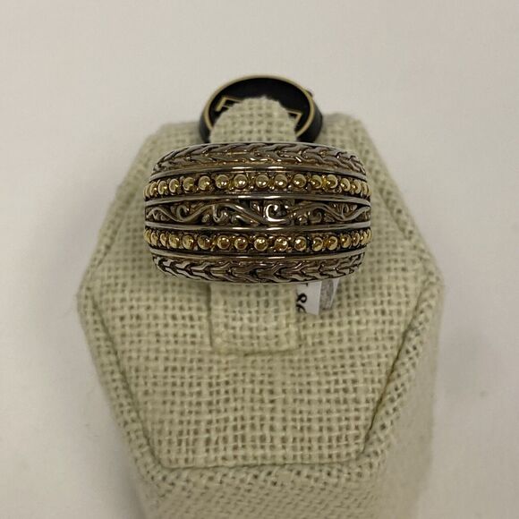 Effy 925 Silver & 18k Yellow Gold Wide Band Ring Size 6.5 - Picture 14 of 16